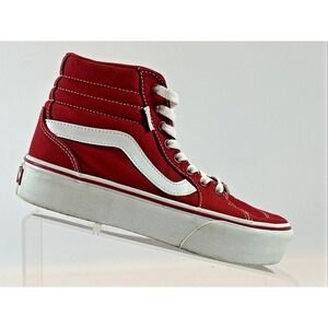 Vans Sk8-Hi Women's Size 6.5M Racing Red Canvas High Top Skate Shoes Sneakers